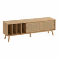 Fernsehschrank Eichenholz mit Rattan-Schiebetüren