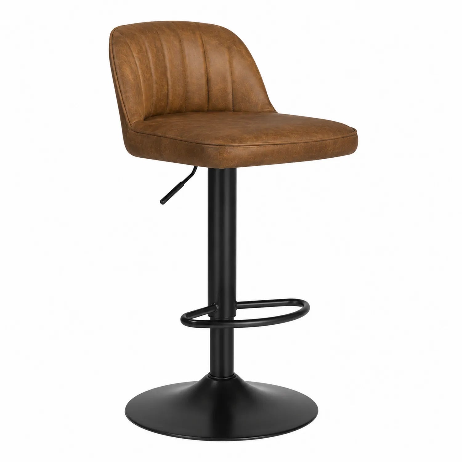 Barhocker Höhenverstellbar PU-Leder Braun Metallrahmen