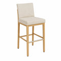 Barhocker aus Eichenholz mit Polyesterbezug Beige