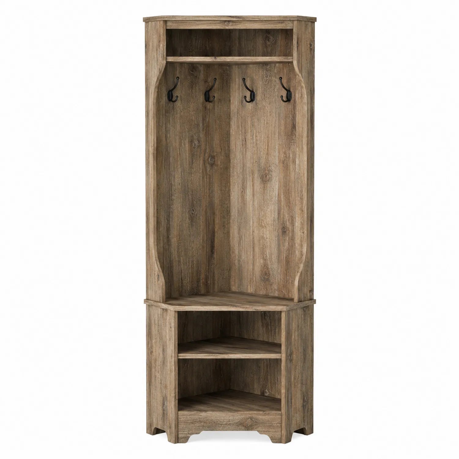 Eck-Garderobenständer Holz Braun 180x60x40cm