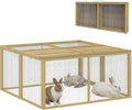 PawHut Kaninchenstall für Zwergkaninchen aus Holz: klappbar, 110 × 105 × 50 cm