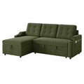 Ecksofa Polyester Grün mit Stauraum und Becherhalter