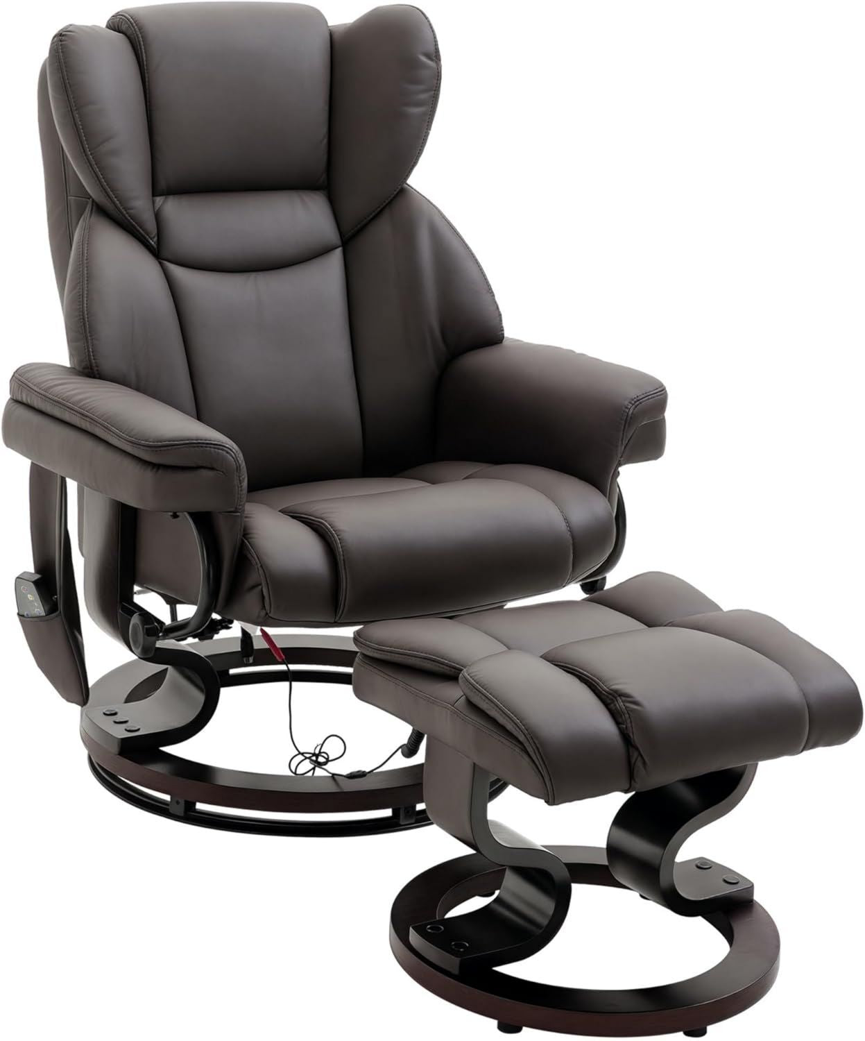 HOMCOM Massagesessel - drehbar, mit Kunstlederbezug, mit Liegefunktion, braun