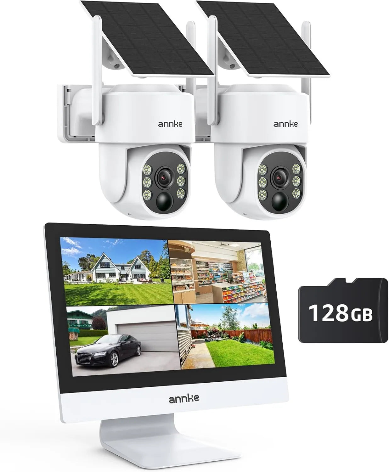 4MP Überwachungskamera Set Aussen WLAN mit 12''Monitor: mit Kamera, WLAN-Konnektivität, ANNKE 4MP