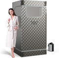 COSTWAY Tragbare Dampfsauna – mit Dampfgenerator, Ganzkörpertraining, mit Fernbedienung, 91 x 91 x 183 cm, grau