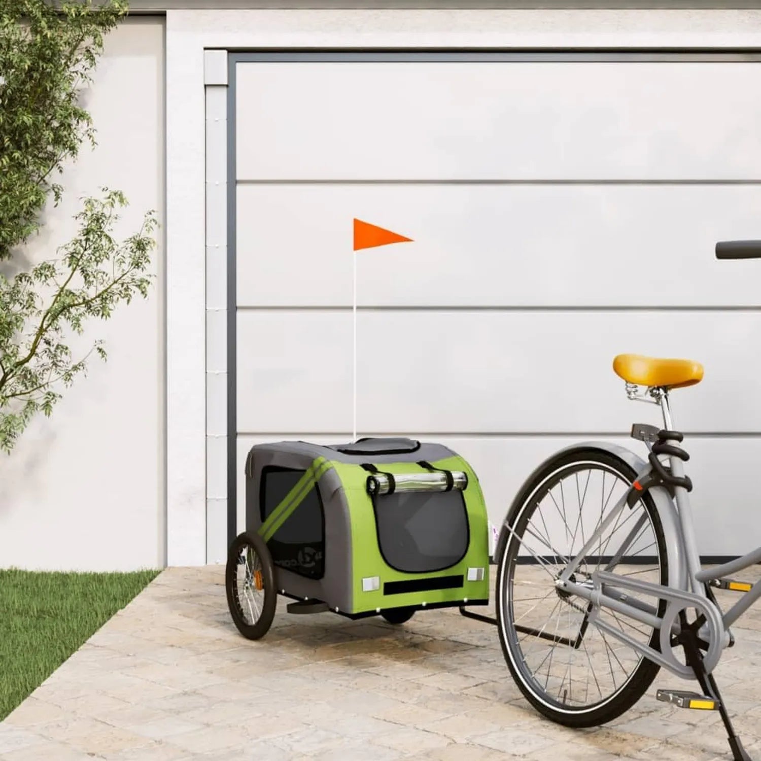 Fahrradanhänger für Haustiere: klappbar, Netzbelüftung, 5 × 69 × 73, grau