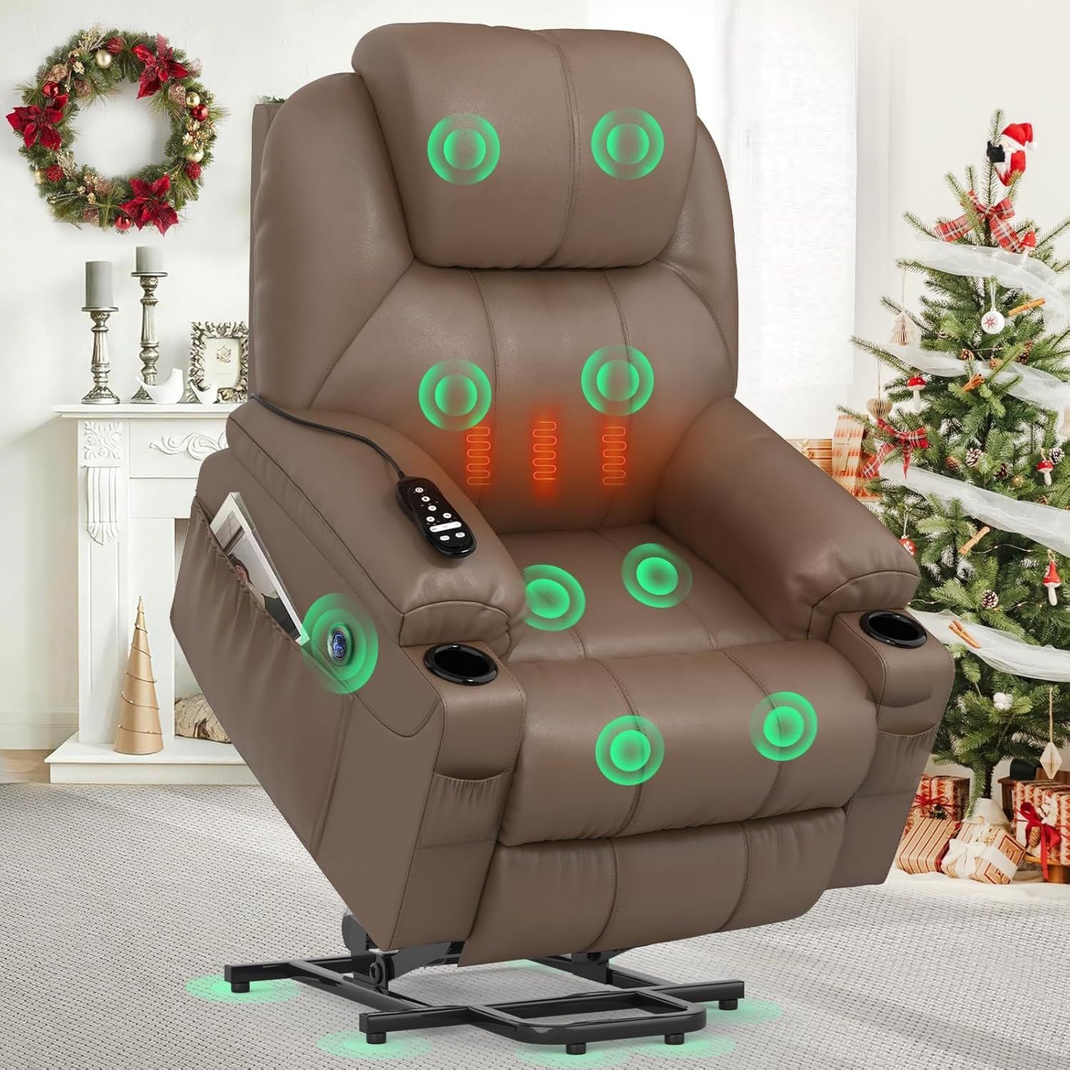 Massagesessel – Wärmefunktion, mit USB-Anschluss, mit Liegefunktion, verstellbar, YONISEE