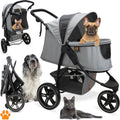 Haustierbuggy - klappbar, verstellbar, 32 kg, grau