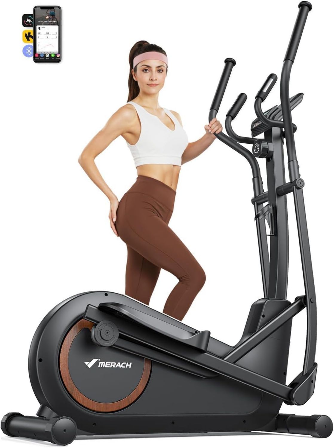 MERACH Crosstrainer: Bluetooth-Konnektivität, leiser Betrieb, für zuhause, 42 cm, 150 kg