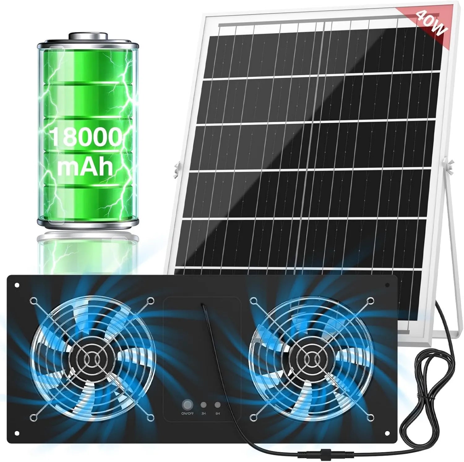 Ventilator: mit Timer, wasserbeständig, 18000 mAh, 40 W