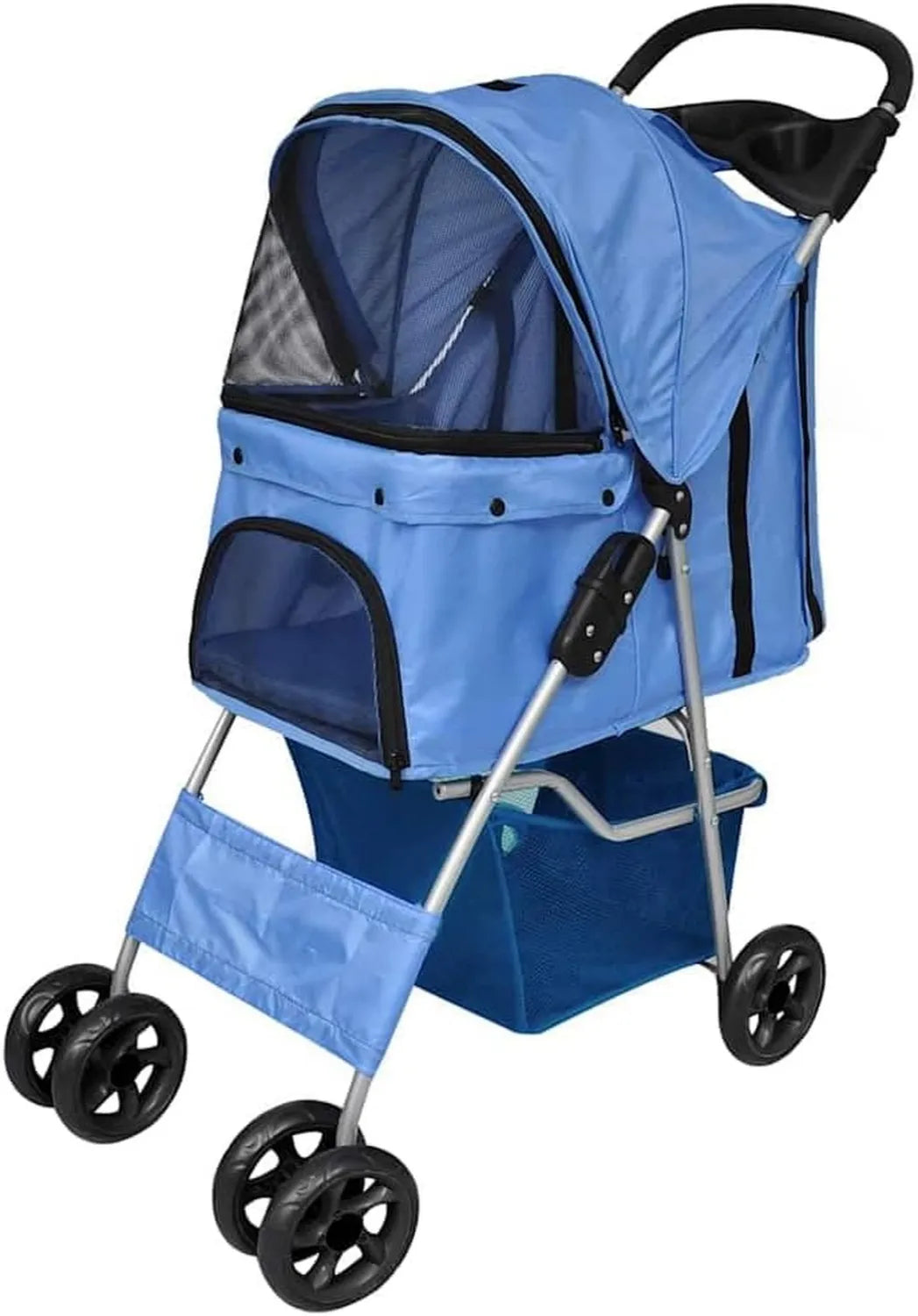 Haustierbuggy – klappbar, 15 kg, blau