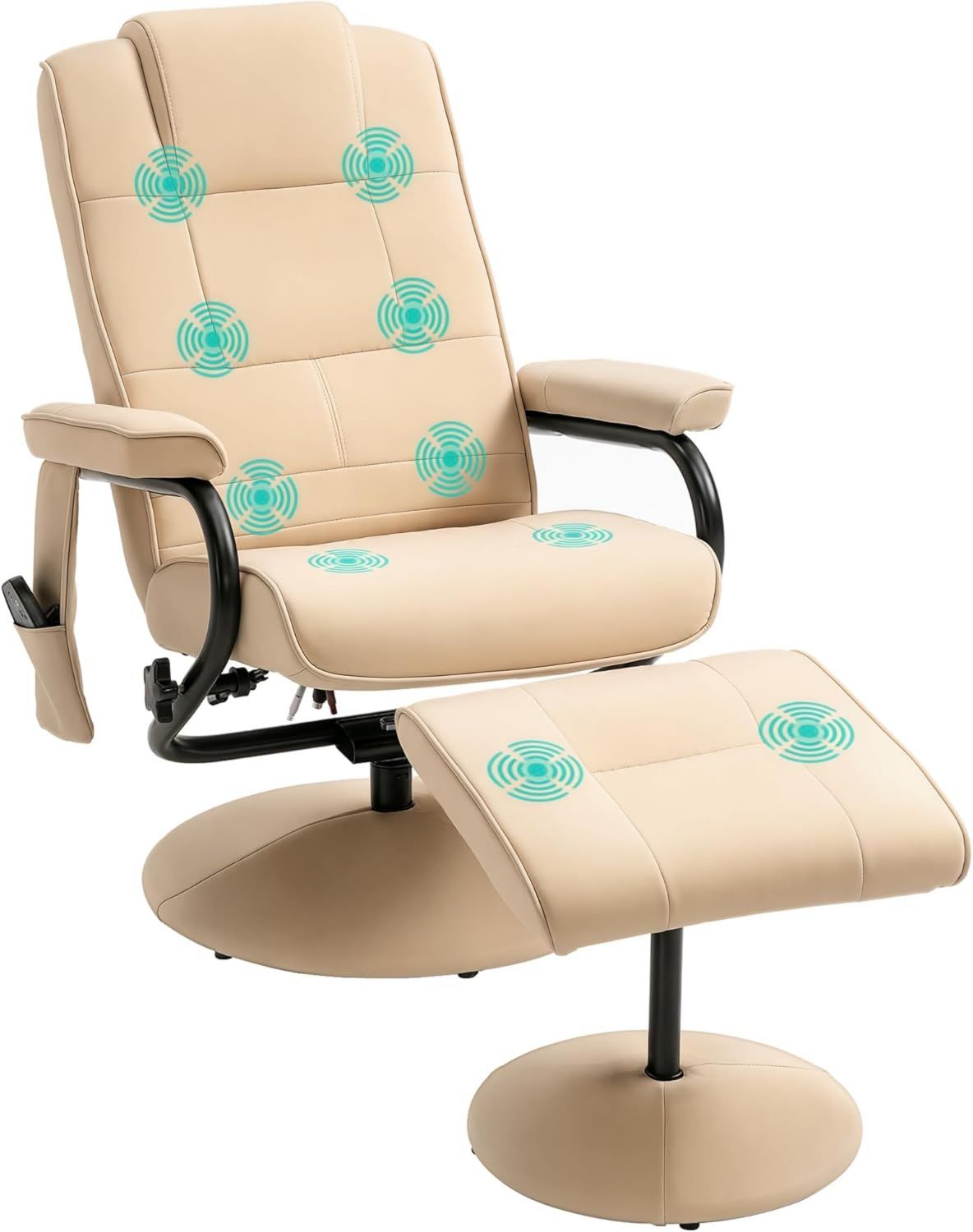 HOMCOM Massagesessel - drehbar, mit Kunstlederbezug, mit Liegefunktion, beige