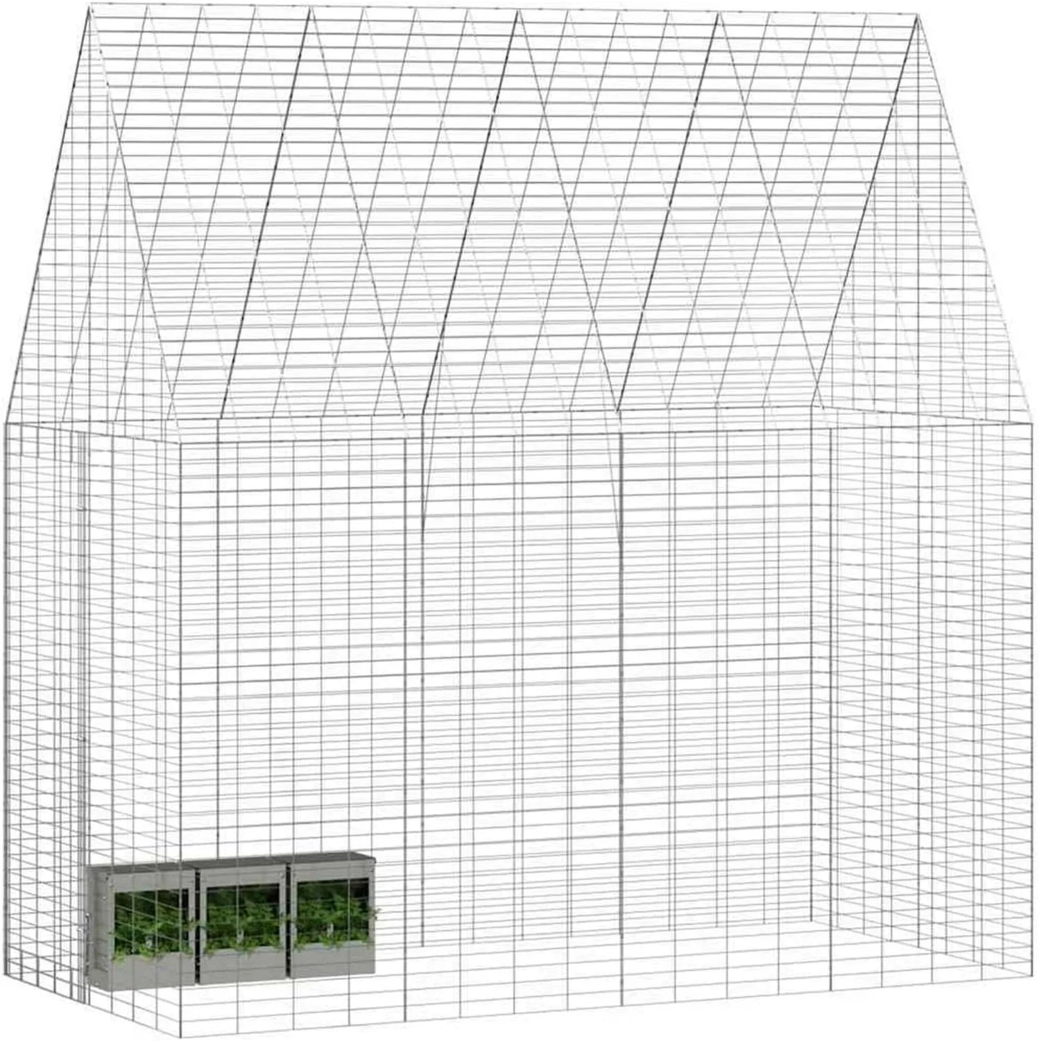 Hasenkäfig Silber 200 x 100 x 210 cm Verzinkter Stahl - 200 × 100 × 210 cm