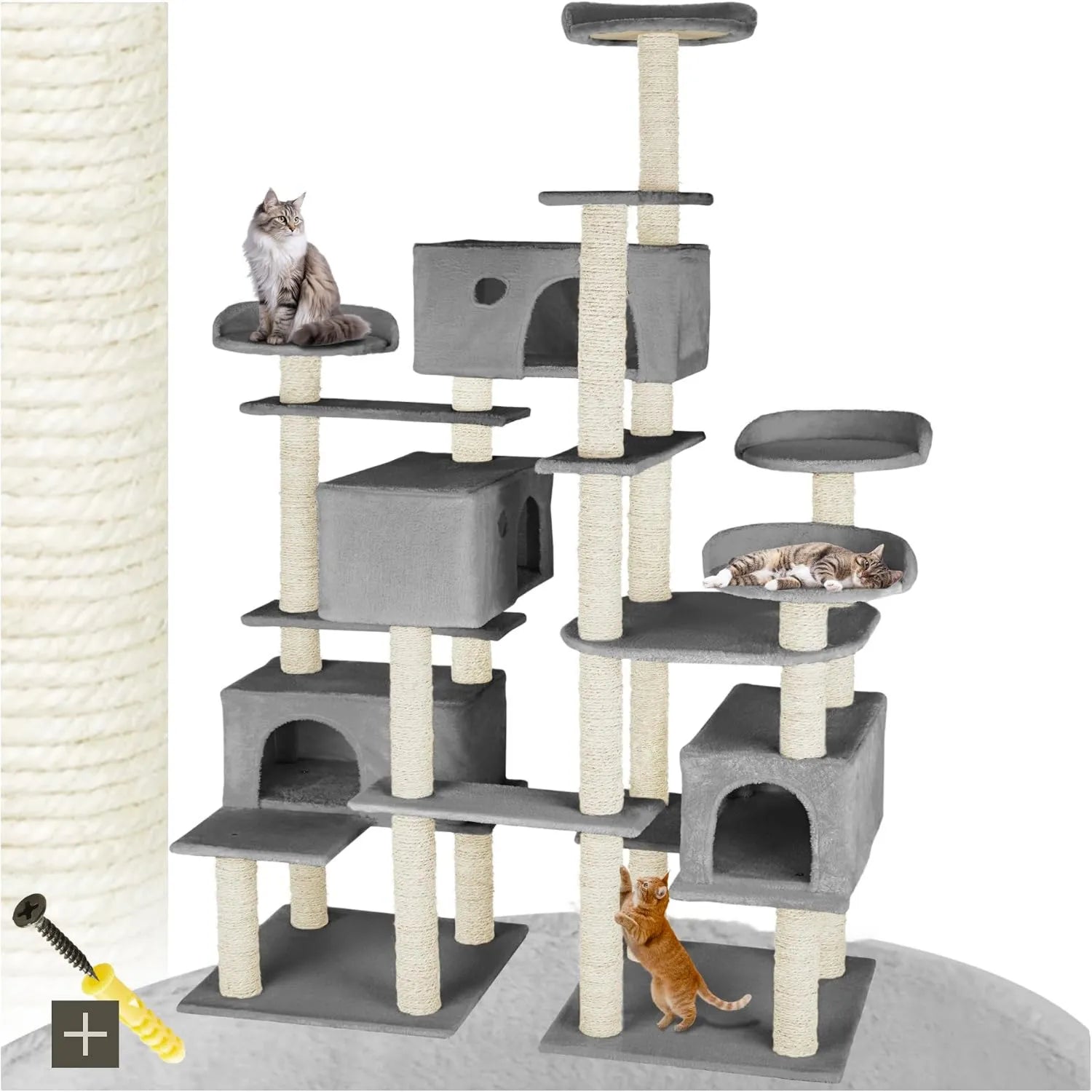 Kratzbaum – Katzenbaum mit Zubehör für Katze, grau